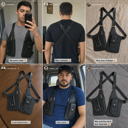 Bandolera Doble Multibolsillos